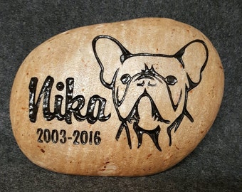 FRENCH Bulldog or ANY BREED Dog Memorial Stone 8" or 6" (approx size) Engraved, Name, Date & Choice Sayings