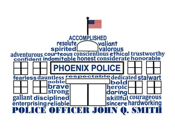 Police Word Art Police Station Art Gift for Police Officer