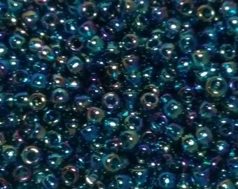 10g Transparent-Rainbow Teal TOHO Seed Beads 8/0 - Approx. 424 Beads - Rainbow Beads - 8/0-167BD