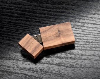 Set of 10 - 16GB Wooden Raw Unfinished Walnut USB 2.0 Flash Drive - Bulk Pack - USB 2.0 Walnut Wood Stick Design - Wood USB Flash Drive