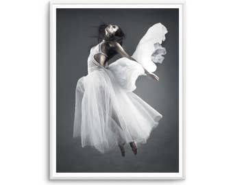 Ange Blanc (White Angel) Scandi Print Flying Angel Scandi Print Poster Black and White Scandi Art Scandinavian Prints