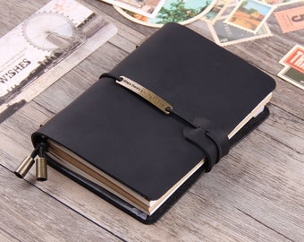 Refillable Leather Traveler's Notebook - Handcrafted Leather Journals | Standard Size | Passport Size - Vintage | Travel Journal | Diary |