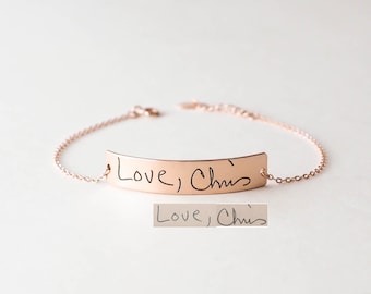 Actual Handwriting Bracelet • Engraved Signature Bracelet • Memorial Custom Handwriting • Personalized Keepsake Gift • Mother's Gifts • BM20