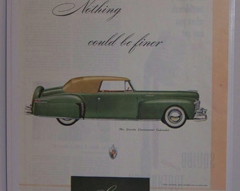 Original 1947 Ford Lincoln Continental Cabriolet Magazine Advertisement