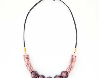 Romantic necklae/ Fashion necklace/ polymer clay necklace/ floral necklace/ fully handmade necklace