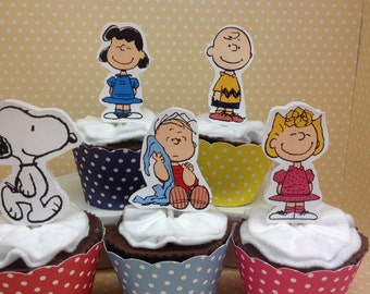 Peanuts, Charlie Brown, Snoopy Party Cupcake Topper Decorations - Set of 10