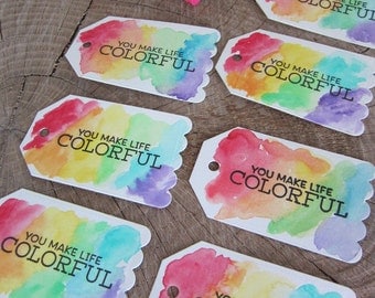 Classroom Valentine (8)/School Valentine/Art Party Favor/Rainbow Tag