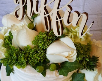 Custom Name Cake Topper - UNPAINTED Wooden Monogram Cake Topper - Wedding Cake Topper - Birthday Cake Topper