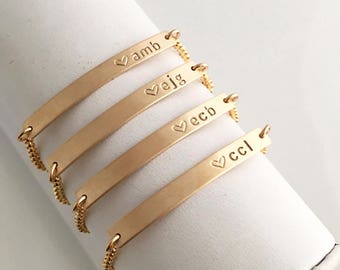 Dainty Bridesmaid Gift Set,Personalized Gold Bracelets,Silver Bridesmaid Bracelets,Skinny Bar Bracelet, Wedding Gifts, LEILAjewelryshop,B208