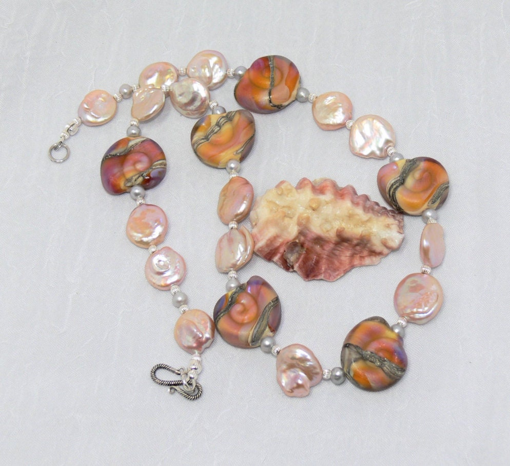 Blush Color Keshi Pearl Necklace for WomenBirthstone for