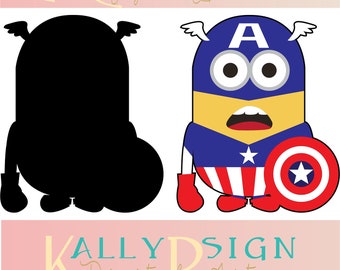 captain america svg, Cricut, digital download, Disney svg files, minion svg, minions party supplies, silouhette, marvel svg, superhero svg