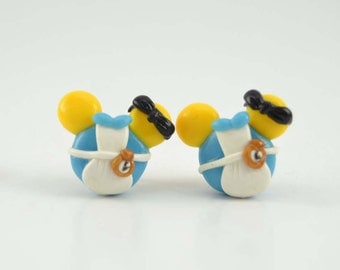 Alice in Wonderland Mickey Inspired Stud earrings. Polymer clay earrings. Alice in Wonderland jewelry