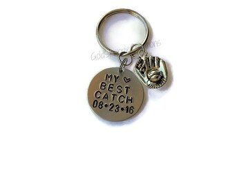 My Best Catch Baseball Keychain - Anniversary Gift - Husband Gift - Baseball Gift - Custom Keychain - Gift for Him - Baseball Keychain