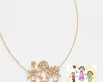 Your Childs Art Necklace - Kids Drawing Jewelry - Custom Children Artwork Necklace - Kid Art Gift - Personalized Child Art - Mom Gift - HN01