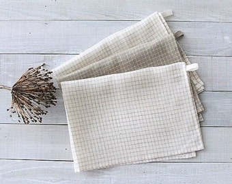 Set of 3 linen tea towels. Linen kitchen towels. Linen hand towels. Linen towels. Linen dish towels. White, grey (taupe). Flax towels.