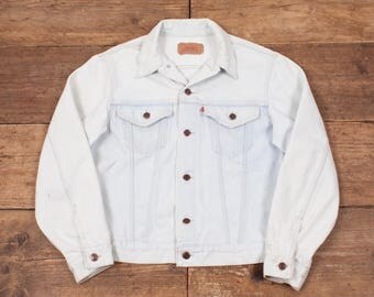Mens Vintage Levis 75505 Pale Stonewash Blue Denim Jacket Medium 40” R5543