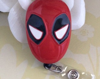 Deadpool Mask Retractable ID Badge Reel, Nurse Badge Reel