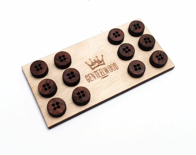 SALE - 12 Walnut Wood Buttons - Slim wooden buttons - Shirt baby buttons - GenteelWood buttons - Minimalistic groom buttons - Wedding