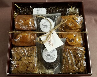 Gourmet Breakfast Gift Basket with coffee, homemade baked goods, hostess gift, birthday gift, corporate gift, thank you gift, new home gift