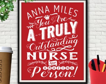 Custom Outstanding Nurse Print, Nurse Gift, Nurse Gear, Nurse Graduation Party, RN Gifts, Gift For Nurse, Nursing Student, Nursing Pin, LPN