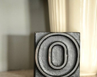 Vintage letterpress woodblock "O"