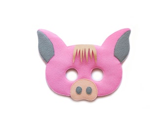 PIG Felt Mask - Pink Piggy Mask - Toddler Adult Mask - Pretend play costume - Farm animal costume - Kids Dress up - Peppa Pig inspired mask