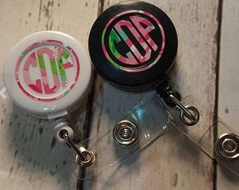 retractable badge holder, Monogram Badge Reel, Retractable Badge Holder, Personalized Badge Reels, Customized badge reel