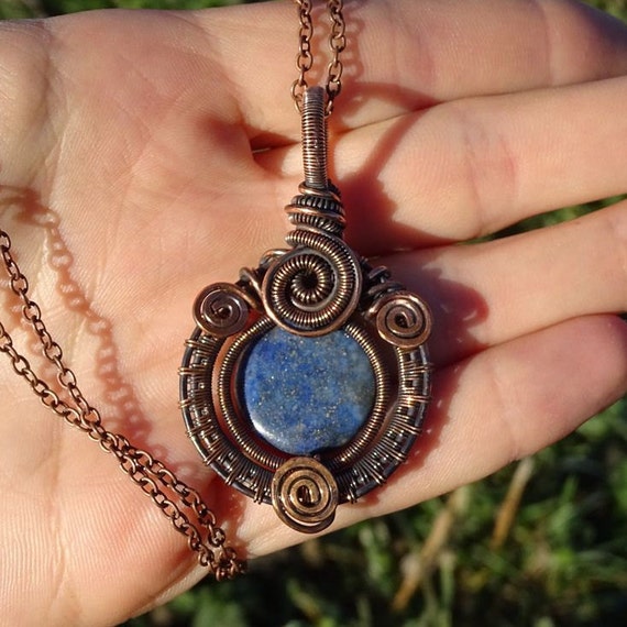 BARGAIN LAPIS LAZULI Healing Pendant / Wire Wrapped pendant / wire wrapped jewelry / Healing Pendant / Bohemian jewelry / Steampunk by GemOfHarmony steampunk buy now online