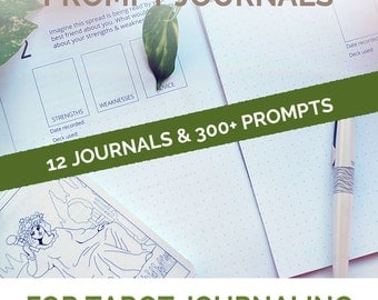Bundle of 12 Tarot Spread Journaling Tarot Journals, Tarot Midori Travelers notebook insert and A5 journal inserts for a pagan writer gift