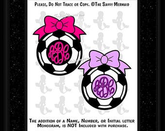Soccer SVG file- Soccer Ball Svg- Bow Svg- Soccer Ball Monogram Svg file- HTV Vinyl Soccer shirt Svg- Cricut Soccer- Silhouette Dxf Decal
