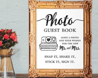 photo guest book - leave a photo and your wishes for the new mr and mrs - wedding guest book - 8x10 - 5x7 PRINTABLE