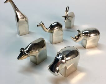 Dansk Designs Japan Gunnar Cyren design silver plated paperweights | animal figurines | 6 available