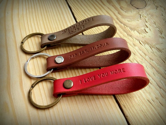 Personalized Custom Leather Keychain hand stamped Initial