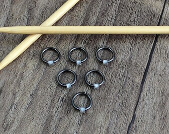 Round Stitch Markers, O Ring Stitch Markers, Gunmetal & Grey Stitch Marker, Dangle Free Markers, Gifts for Knitter, Knitting Tool, Snag Free