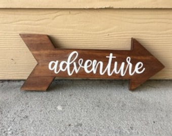 Adventure Wood Sign | Wood Arrow | Custom Wood Sign | Baby Name Sign | Nursery Decor | Home Decor