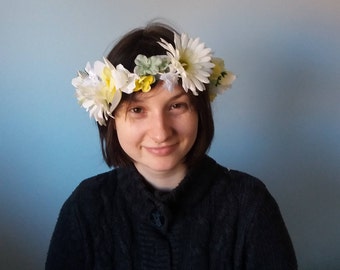 White and Yellow Virginal Flower Crown/Wreath