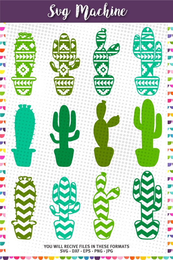 Download Patterned Cactus silhouette Cactus SVG Cut Files Vinyl