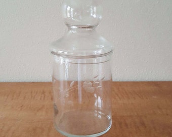 Delicate Glass Apothecary Small Etched Storage Jar