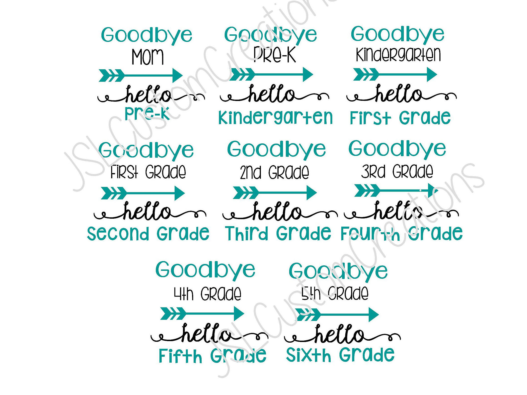 Goodbye Hello SVG EPS DXF Png Files Pre-K Kindergarten