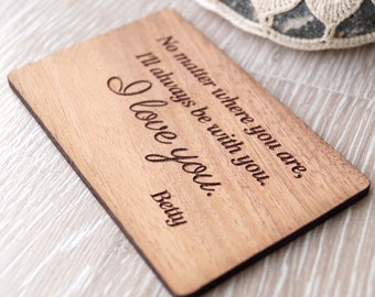 5th wedding anniversary gift idea, wood wallet insert card, personalized wallet card, wallet insert, wooden anniversary gift, laser engraved