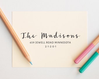Return Address Stamp Calligraphy, Envelope Stamp Self Inking, Calligraphy Address Label Stamp, Personalized Stamp, Packaging Self Ink Stamp