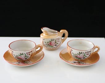 Vintage Lusterware Childs Tea Set with Flowers