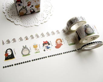 Totoro Washi Tape, Totoro Stickers, Studio Ghibli Stickers, Kawaii Japanese Planner Tape (KA-118)