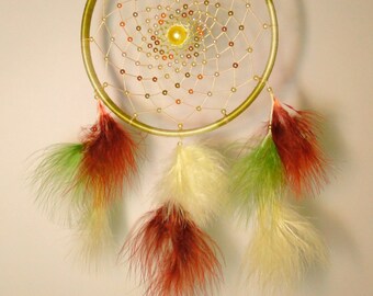 Green dreamcatcher, Small boho dream catcher wall hanging, Hippie home decor, Bohemian bedroom decorations, Indian tapestry, Wall accents