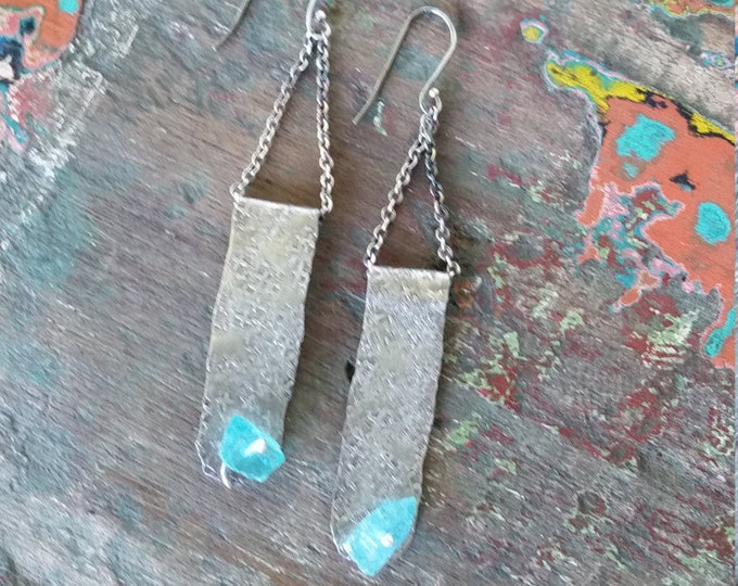 Hammered Silver and Raw Apatite