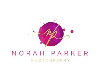Premade Logo Design, Watercolor Circle Logo, Logo Template for Branding Gold Pink Watercolor Logo, Initials Logo, Fashion Blog Boutique Logo