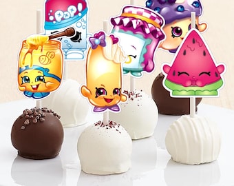 Set of 12 Shopkins Cake Pop Toppers - Instant Download - Shopkins Toppers - Shopkins Party - Digital File - Cake Pops - Digital Download