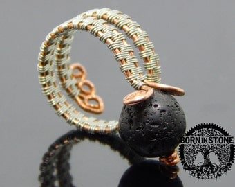 Wire wrapped ring Copper ring Steampunk ring Lava bead ring Wire wrap Boho ring Gemstone ring Magic ring Best gift For her For mom For him