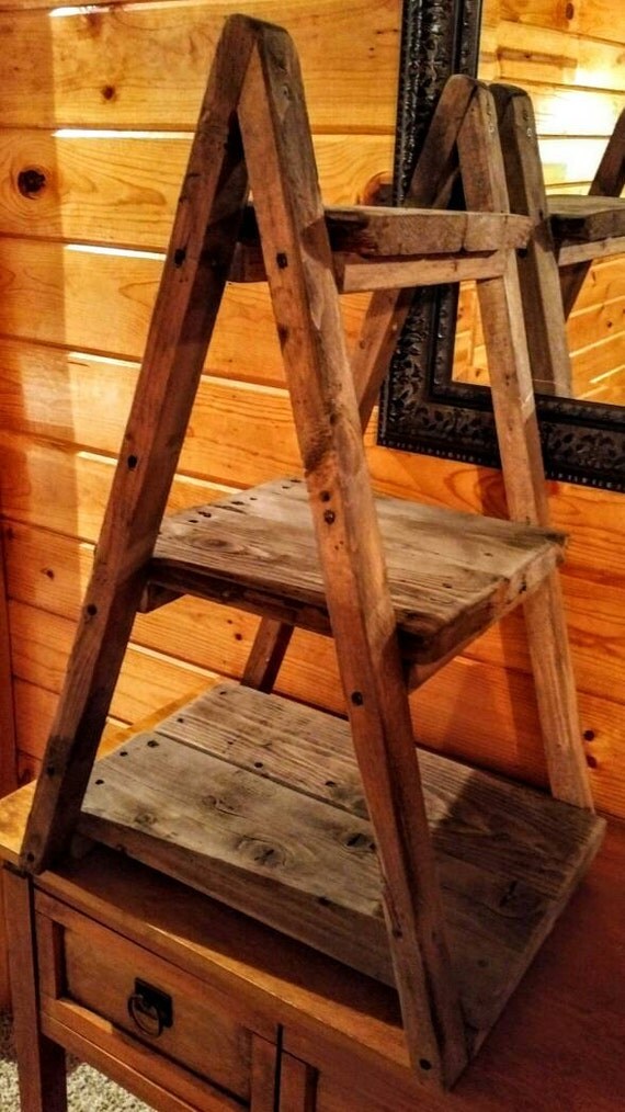Tabletop Primitive Ladder Shelf Wood Shelf Display Shelf