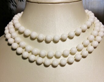 Multi Strand White Bead Necklace